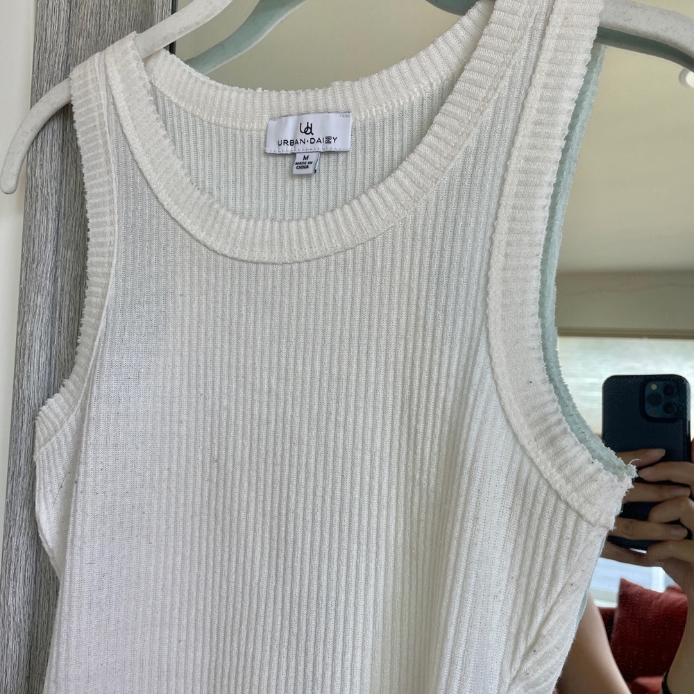 White Knitted Racerback Tank - Picture 4 of 6